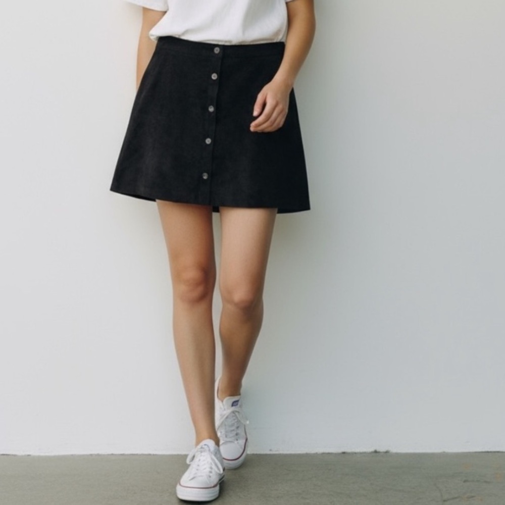 IJOAH Corduroy Button Down Skirt Size Medium M Black - Picture 8 of 9
